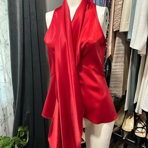 Women's Red Satin Blouse